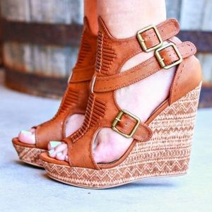 Not Rated Walk This Way Wedges in Tan